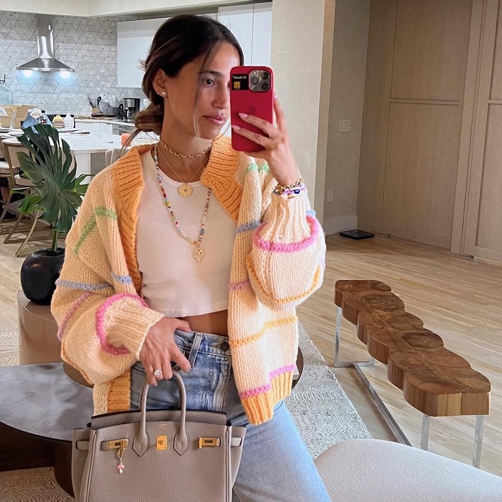 VRG GRL Striped Knit Cardigan Sweater